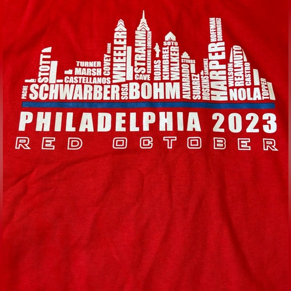 MLB Philadelphia Phillies Red October 2023 Skyline Tee - Picture 2 of 3